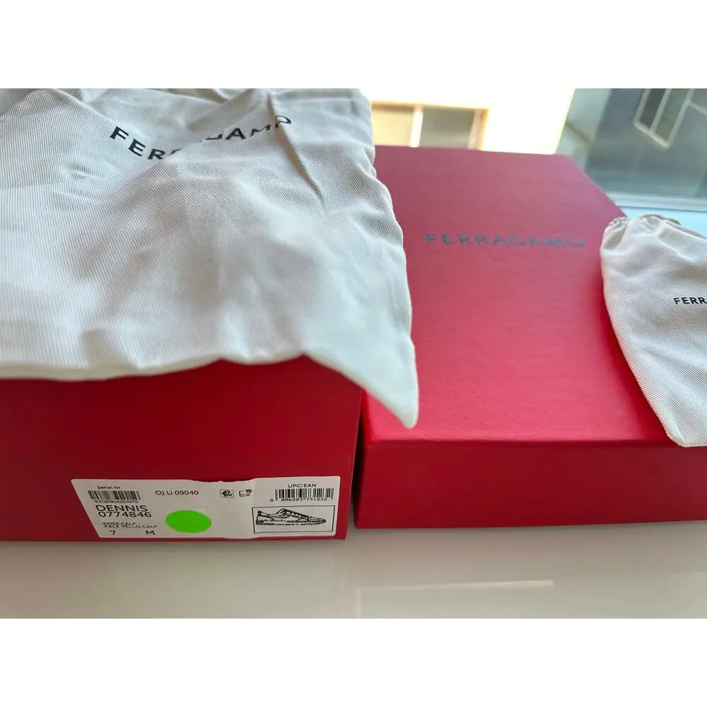 New Salvatore Ferragamo Dennis Leather Sneakers Rose (7)